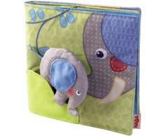 Haba 300146 - Stoffbuch Elefant Egon, weiches Knisterbuch mit vielen Fühl- und Spieleffekten, wunderschön gestaltetes Babyspielzeug ab 6 Monaten