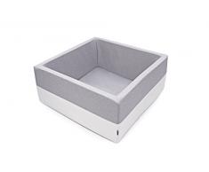 Cristal Bällebad Bällepool Kunstleder Bällebecken Spielbälle Kugelbad Bällchenbad Spielbecken Ball Bällepool OHNE Bälle (Hellgrau-Weiß - Quadrat)