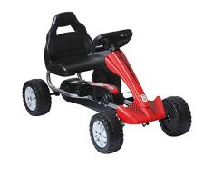 HOMCOM Go-Kart für Kinder Tretfahrzeug Tretauto Kinderfahrzeug mit Pedalen 4 Räder Metall + Kunststoff Rot etwa 3 Jahre