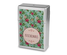 Zigarettenbox mit Namen Kuschelmaus - Personalisierte Hülle mit Design Blumen - Zigarettenetui, Zigarettenschachtel, Kunststoffbox