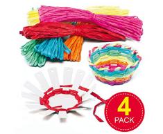 Baker Ross EF656 Bastelsets „Korbflechten“ -für Kinder zum Basteln-Geschenkidee und Dekoration (4 Stück), Sortiert, 10 cm, 4 Pack