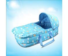 LNDD-Babykorb Moses Baskets Wicker Cotton Matratze Swing Stand Leicht Und Bequem Für Neugeborene Rosa 0-7 Jahre Alt,Blau