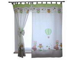 TupTam Kinderzimmer Vorhäng mit Schleifen 2er Set, Farbe: Eulen 2 Grün, Größe: ca. 155x95 cm