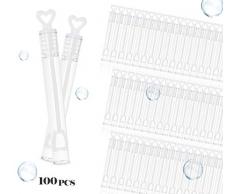 Sweelov 100 Stück seifenblasen Hochzeit Seifenblasen befüllt Wedding Bubbles mit Herzgriff ohne Flecken für Hochzeit und Geburtstagsfeier