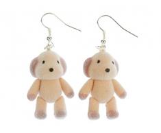 Hund Ohrringe Miniblings Hänger Plüschhund Teddy Haustier Tier Flock samtig