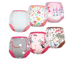 Flyish Packung mit 6 Baby Trainingshosen Töpfchen Unterwäsche Kleinkinder Windelhosen Toilettentraining Unterwäsche Entzückende Tiermuster Trainingshose