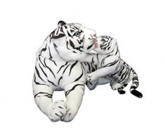 Wagner Plüschtier Tiger mit Baby - liegend - weiss - 85 cm