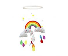 Asdomo Mobile für Babybett, Regenbogen-Wolken-Windspiel für Babybett, Dekoration zum Aufhängen, drehbar, für Jungen oder Mädchen