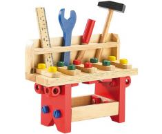 Playtastic Kinderwerkbank: Lustige Holzwerkbank für kleine Handwerker, 51-teilig (Kinder Werkbänke)