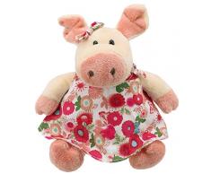 Lashuma Kuscheltier Schwein Rosa, Sitzendes Plüschtier Schweinchen 17 cm, Schlenker Stofftier Angezogen in Kleid