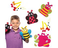 Baker Ross Handpuppen-Nähsets „Käfer“ Set mit Schmetterling, Biene, Marienkäfer Packung mit 3 AT618