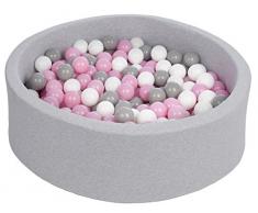 Velinda Bällebad Ballpool Kugelbad Bällchenbad Bällchenpool Kinder Pool mit 300 Bällen (Farbe der Bälle: weiß,rosa,grau)