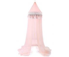 NIBESSER Baldachin für Kinder/Babys 100% Polyester Gewebe Romantischer Betthimmel Moskitonetz Kinderbett für Kinderzimmer Himmelbett Hohe 240cm (Typ 3 Hellrosa)