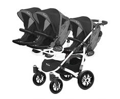 Kinderwagen Sportsitz für Drillinge 3 Sportsitze Trippy Kinderwagen weißer Rahmen (schwarz graphit 04)