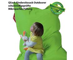 QSack Outdoorer Kindersitzsack, mit Innenhülle und Toxproof Mikroperlen, schadstoffgeprüft, 100x140 cm (apfelgrün)