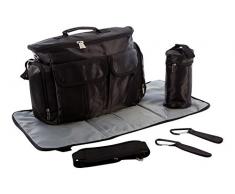 BTR Wickeltasche mit Wickelunterlage und Flaschenhalter - inklusive Befestigungsvorrichtung für Kinderwagen / Buggy