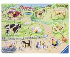 Ravensburger Kinderpuzzle 03689 - Morgens auf dem Bauernhof - 10 Teile Holzpuzzle