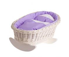 Ein Schaukelbett, eine Schaukelwiege, ein Schaukellaufgitter aus Weide für Puppen, Puppenbett