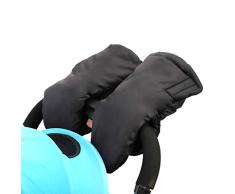 WuLi77 Damen Winterhandschuhe, winddicht, wasserdicht, für Kinderwagen, Handwärmer Schwarz