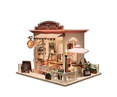 DIY 3D Puppenhaus mit LED-Licht, Holzpuppenhaus Miniatur, Kabine DIY Taufe für Kinder Geburtstag kreative Geschenke