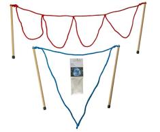 2 Paar Stäbe (33cm lang) Riesenseifenblasen klein/ multi + Pulver für 5L, Holz, Seifenblasen Set Kidzmedia