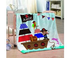 LGXINGLIyidian Decke Werfen Super Weiche Warme 3D Kreative Cartoon Pirat Flanell Reise Picknick Tragbare Decke Schlafzimmer Schlafsofa Bettwäsche 180 (H) X 240 cm (B)