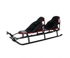 2in1 Kinder Duo Schlitten aus Aluminium mit Rückenlehne, Matrazen, LED (Graphite/Black)