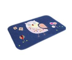 Eastery Eulen Bedruckt Fußabtreter Cartoon Motiv Schlafzimmer Teppich Matte Heimdekoration Korallenvlies Einfacher Stil Blau 40 X 60 cm (Color : Blau, Size : Size)