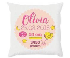 EZYshirt Personalisiertes Kissen als Glückwunsch zur Geburt | Geschenke zur Geburt | Babygeschenk für Jungen und Mädchen