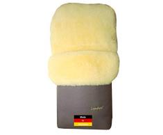 NEU: Lammfell Fußsack für Kinderwagen. LANABEST Premium Qualität. Medizinische Gerbung, schadstoffarm, zart und weich. 30°C waschbar. In Deutschland hergestellt. Farbe grau.