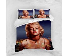 CDH Duvet Set Bettwäsche-Set Marilyn Monroe Rose Bettbezug, Kindereinzelbett King-Size-Doppelbett,01,King90.5×89.8in