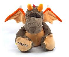 CreaDesign Kuscheltier Drache mit (Wunsch) - Namen | Stofftier persönlich | Plüschtier Geburt für Mädchen und Jungen