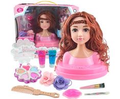 GODNECE Schminkkopf Frisierkopf, Styling Head Frisierköpfe für Kinder, inklusiv Kosmetik und Zubehör