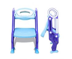 wolketon Toilettentrainer mit Treppe Justierbarer für Kinder Lerntöpfchen Toilettensitz Rutschfest Rutschfest stabil klappbar und höhenverstellbar für 1-7 jährige