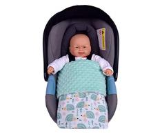 Krabbeldecke 100% Baumwolle 75x100cm doppelseitig multifunktional Minky Kuscheldecke für Kinderwagen weich flauschig (minze Igel mit minzer Minky)