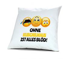 Kopfkissen mit Namen Kuschelmaus - Motiv Ohne Kuschelmaus ist alles Blöd!, 40 cm, 100% Baumwolle, Kuschelkissen, Liebeskissen, Namenskissen, Geschenkidee