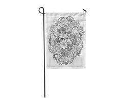 12,5 x 18 Garden Flag Doodle Pattern Abstrakte Blumen Malbuch Seite für Erwachsene Schwarz Home Outdoor Dekor Doppelseitige wasserdichte Yard Flags Banner für Party