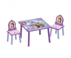 Delta Childrens Products Disney Kindersitzgruppe Sofia Tisch + 2 Stühle Holz Sitzgruppe Maltisch Spieltisch Kindermöbel Möbel