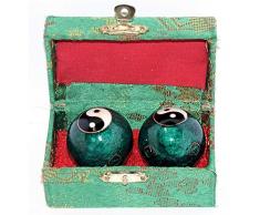 VERY100 chinesische Baoding-Bälle, Gesundheits- / Übungs- / Stress-Bälle, 40 mm - chromfarbene Chi-Bälle mit Box