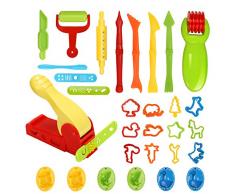 Ucradle 30 Stück Knetwerkzeug Teig Plastilin Werkzeuge, Vielseitiges Knete Werkzeug Kinder Knete Zubehör Spielzeug, Ausstechformen Extruder Küchenspielzeug Modellierwerkzeug Knetwerkzeugset Geschenk