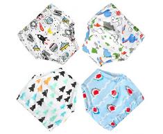 Flyish Töpfchen-Trainingshose Baby Lernwindel Windelhose Wasserdicht Trainer Windelhosen für Baby 1 bis 3 Jahre, 4 Stück, M90