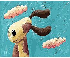 Kxch Hunde Ausmalbilder Bunter Hund Abstrakte Malerei DIY Malerei Malen nach Zahlen Moderne Tiere Home Wandgrafik Fotogröße: 40X50Cm Ungerahmt