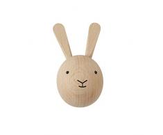 OYOY Mini - Wandhaken aus Holz Hase - Garderobenhaken Garderobe für Kinder / Kinderzimmer - 8 x 6 x 4,5 cm