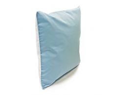 Kissen mit Namen Geburt Einhorn pink 40x40 cm inkl. Füllung Kuschelkissen, Kissen Farbe:Vorderseite weiß/RS hellblau