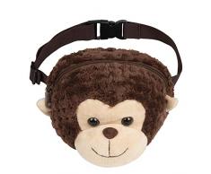 PERLETTI Plüschaffe Bauchtasche Kindergarten Kinder - Kuscheltier Äffchen Gürteltasche für Jungen Mädchen 2/5 Jahren - Weiche Plüschtier AFFE Hüfttasche Handytasche Umhängetasche - 19x15x15 cm (AFFE)