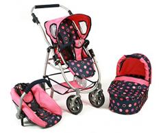 Bayer Chic 2000 637 20 - Kombi-Puppenwagen 3-in-1 Emotion All In, Corallo, Navy/Koralle