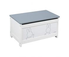 roba Spielzeugtruhe Miffy aus Holz, Spieltruhe für Kinder mit aufklappbarer Sitzfläche und Dämpfungsbeschlag, Truhenbank fürs Kinderzimmer, weiße Kindertruhenbank für Jungen und Mädchen