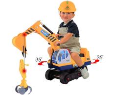 Smibie Bagger | Sitzbagger mit Helm und Zwei Grabs , Kinderfahrzeug zum Draufsitzen für Kinder ab 3 Jahre
