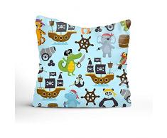 BK Creativity Kissenbezug dekorative Kissenbezug Quadratischer Kissenbezug, niedliches Muster mit lustigen Piraten-Tieren für Schlafsofa Kissenbezug