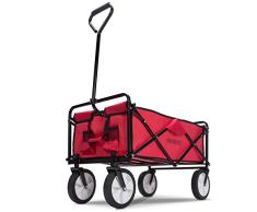 Deuba Bollerwagen faltbar bis 100kg 360° Vollgummireifen 2 Getränkehalter Handwagen Gartenwagen Transportwagen Strandwagen rot